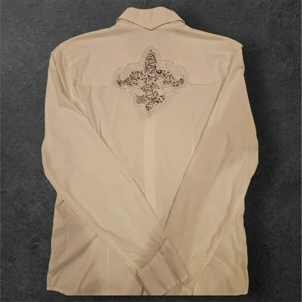 Buffalo David Bitton Mens White Button-Up Shirt M/M Cotton Blend Embroidered Det - Picture 7 of 9